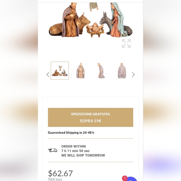 Landi-Moranduzzo Italy, Nativity Set 18th Century style 2 sets, 8 figures - Picture 4 of 14